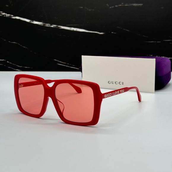 NEW GG0567SAN 005 GUCCI SQUARE RED WOMEN SUNGLASSES GUCCI